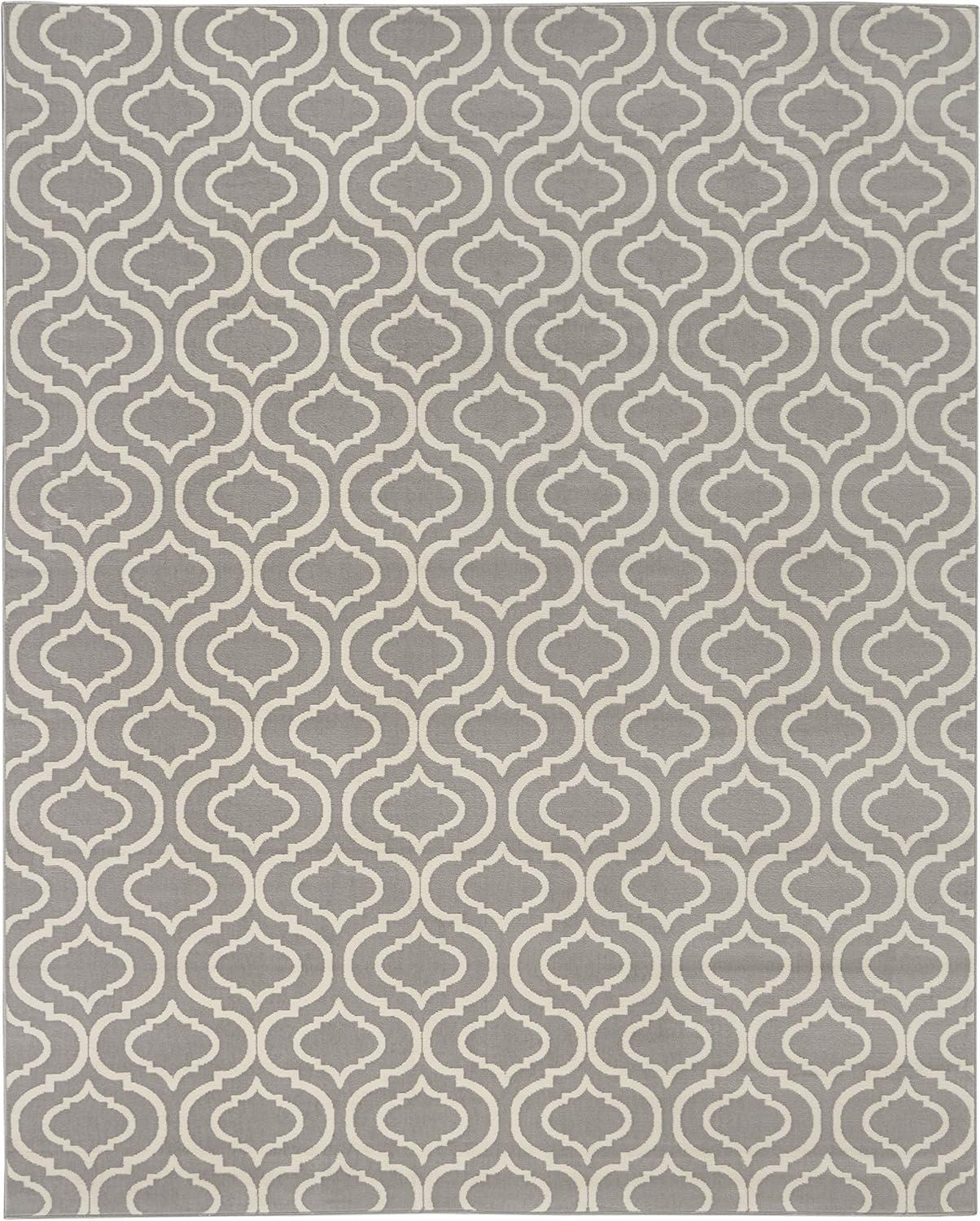 Nourison Jubilant 7 x 10 (ft) Loomed Polypropylene Grey Rectangular Indoor Abstract Area rug
