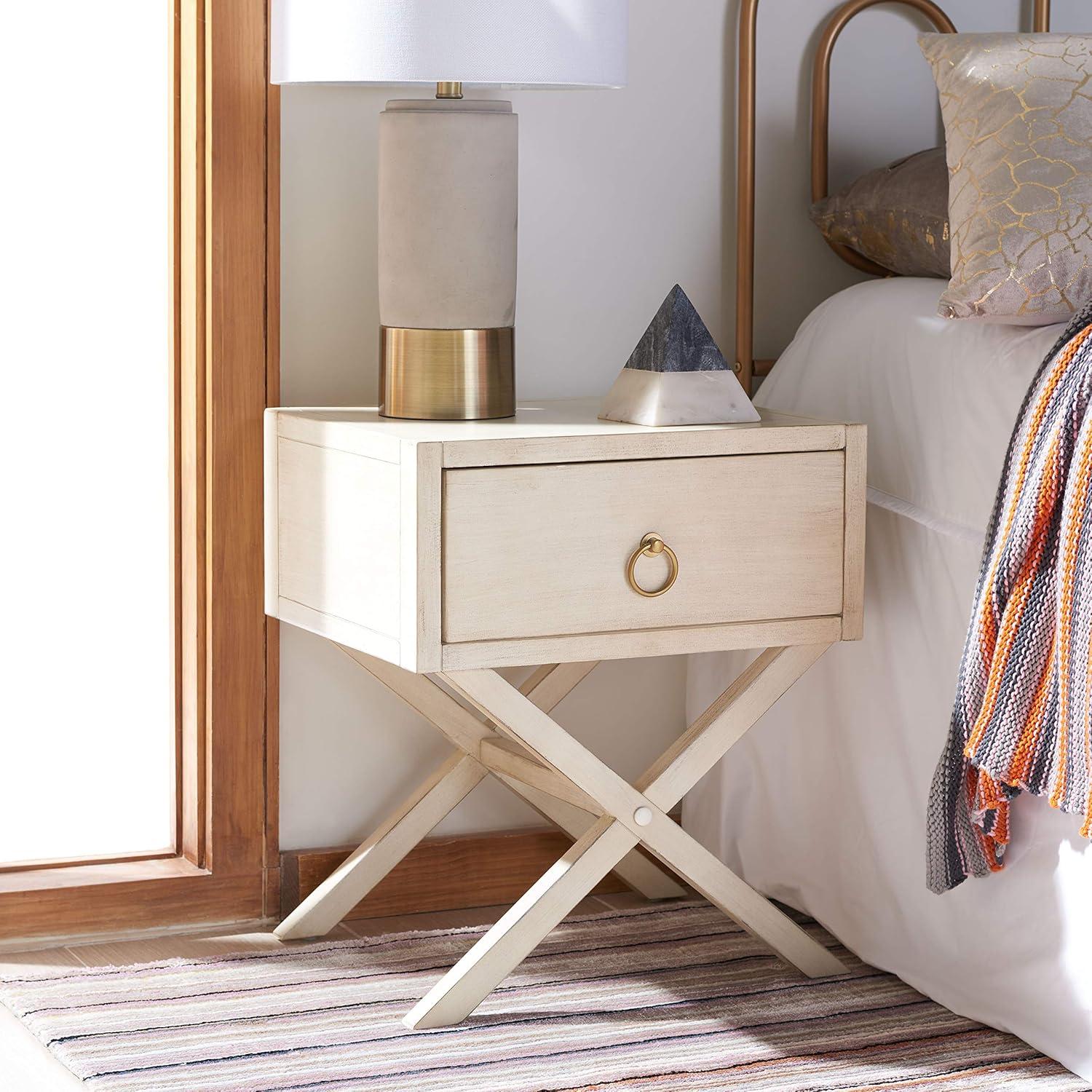 Odilia 1 Drawer Nightstand - Antique White - Safavieh.