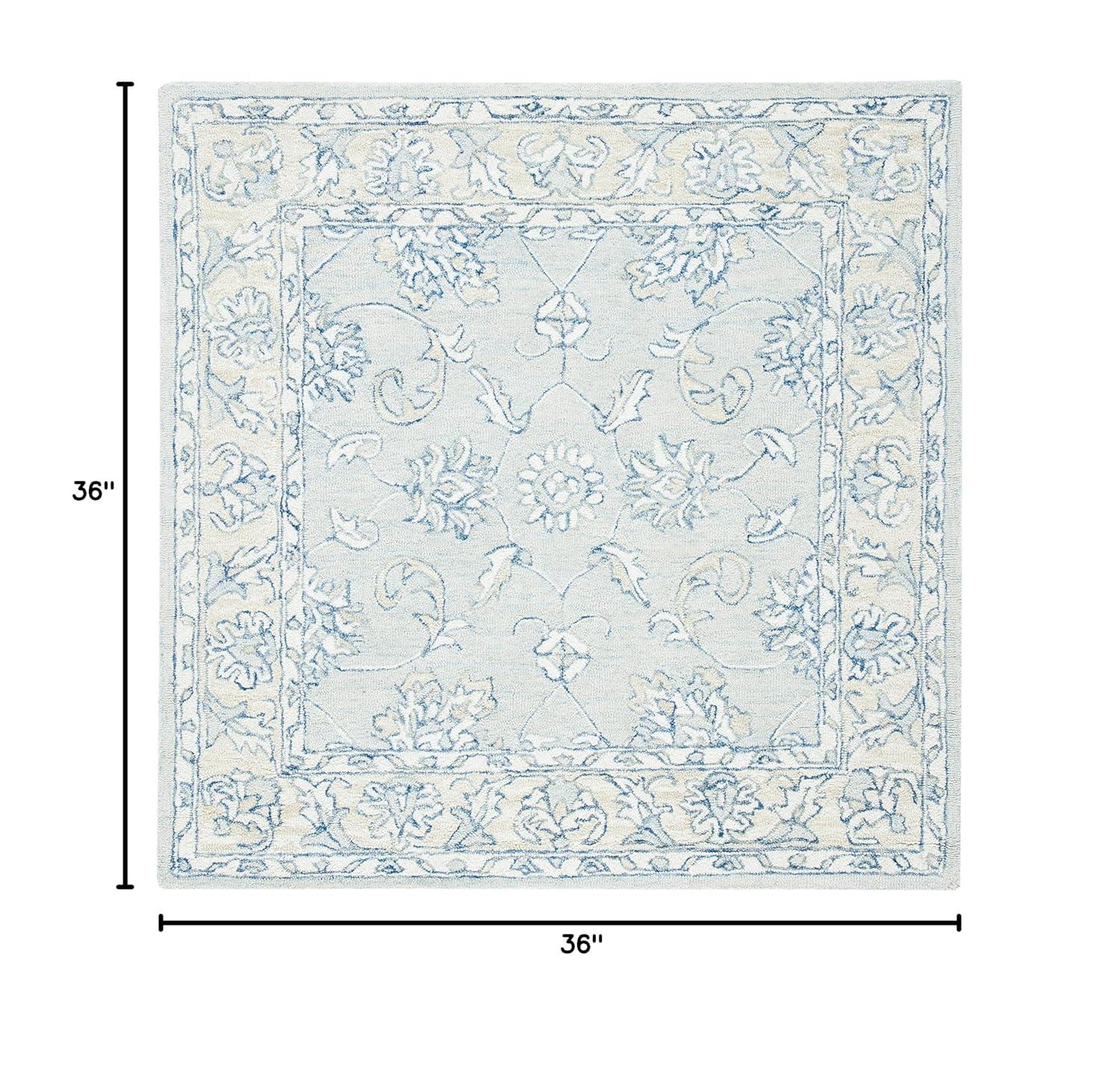 Micro-Loop MLP535 Hand Tufted Area Rug - Blue/Beige - 3'x3' - Safavieh.