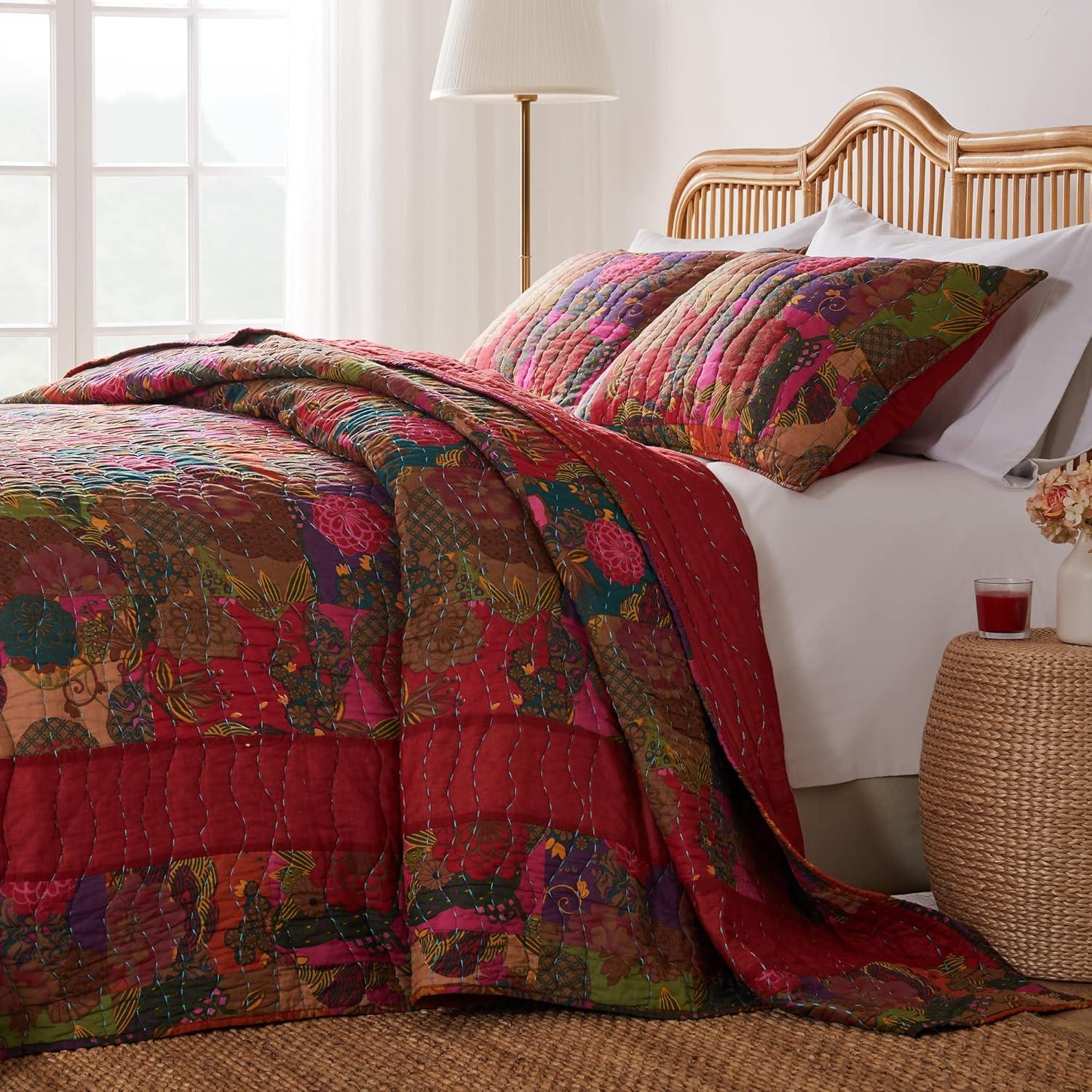 Greenland Home Fashions Jewel Boho Patchwork Print Quilt Set
