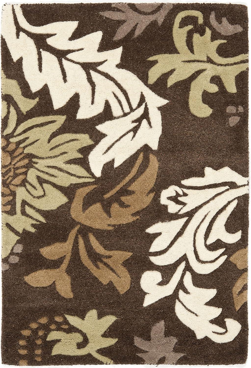 Handmade SoHo Floral Tufted Rectangular Brown Wool Rug