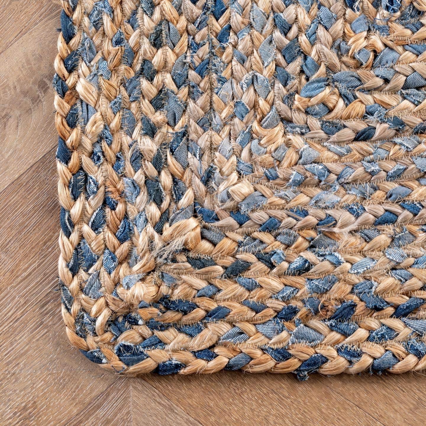 nuLOOM Eliz Braided Denim and Jute Area Rug