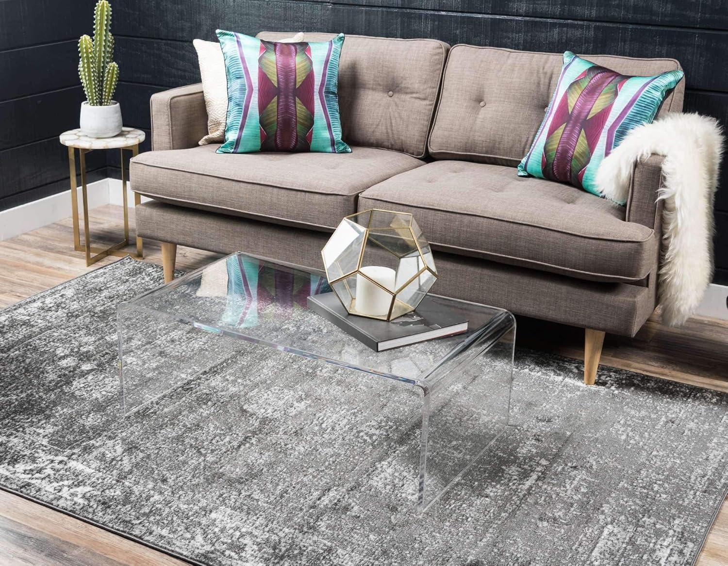 Unique Loom 6' 0 x 9' 0 Sofia Casino Dark Gray Area Rug