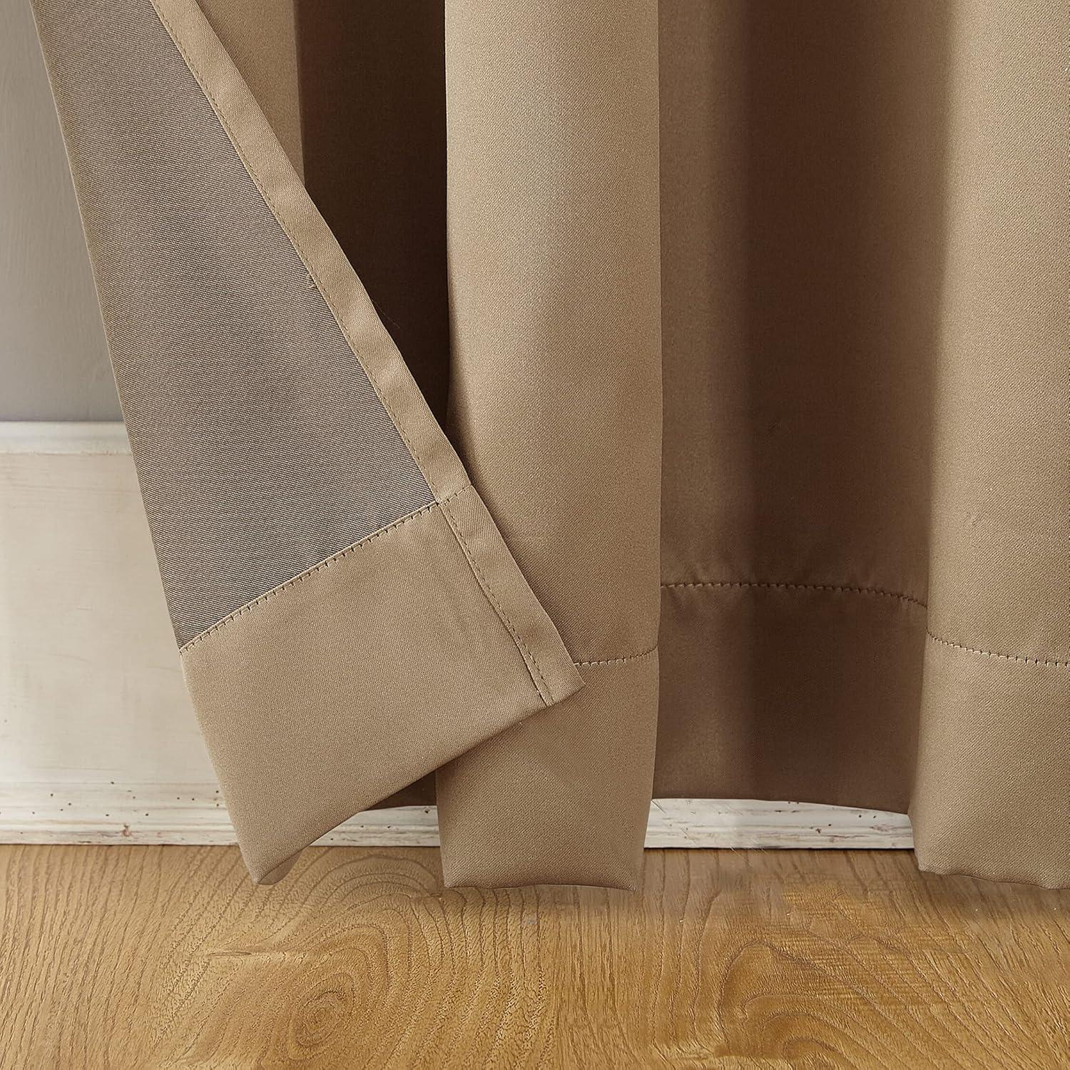 54"x95" Sun Zero Room Darkening Seymour Rod Pocket Curtain Panel Taupe: Energy Efficient, Noise Reduction, Thermal Insulated