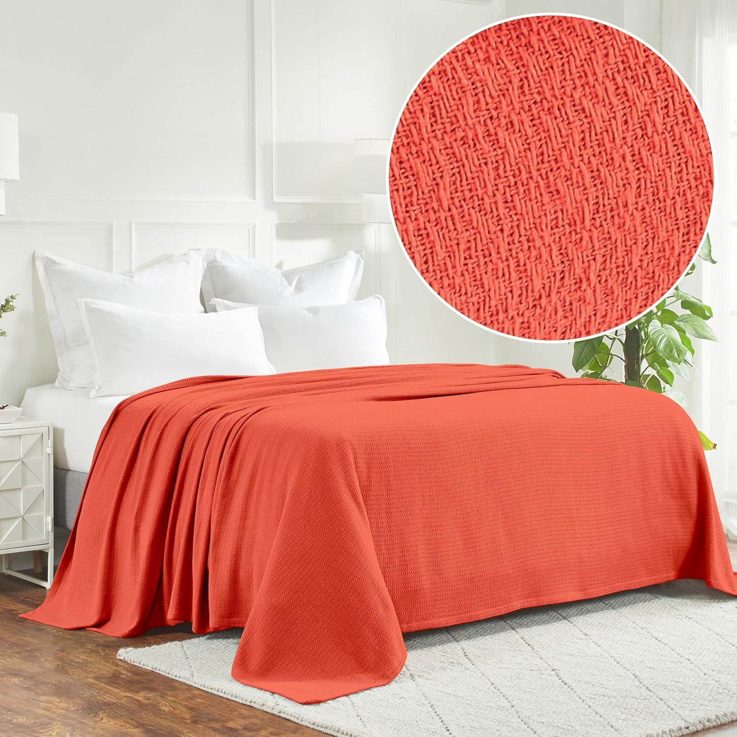 Superior Waffle Weave Honeycomb Knit Soft Textured All-Season Cotton Blanket