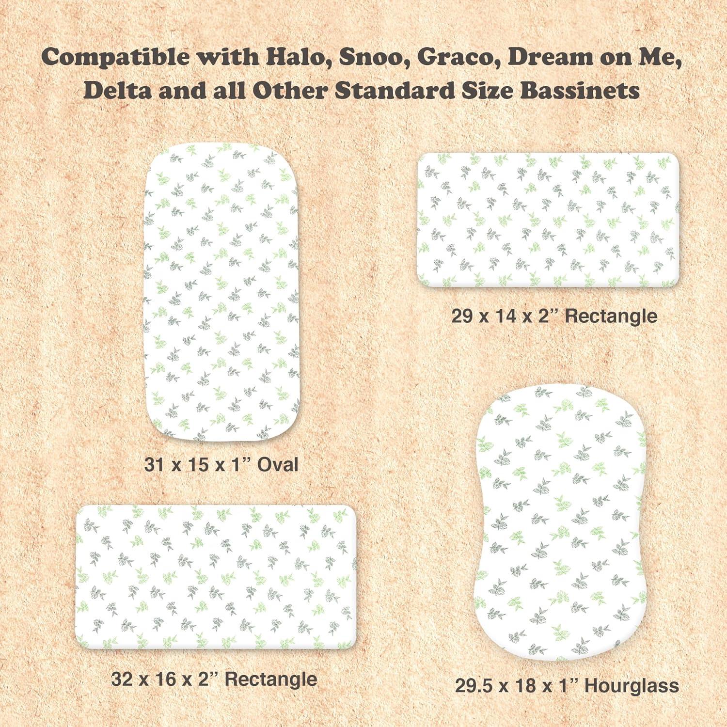 Bublo Baby Baby Muslin Bassinet Sheet Set, 3 Pack Organic Cotton Universal Fitted Bedding Cover for Oval, Hourglass & Rectangle Bassinet Mattress, Fitted Sheets Size 32 x 16 x 4 Inches (Set of 3)