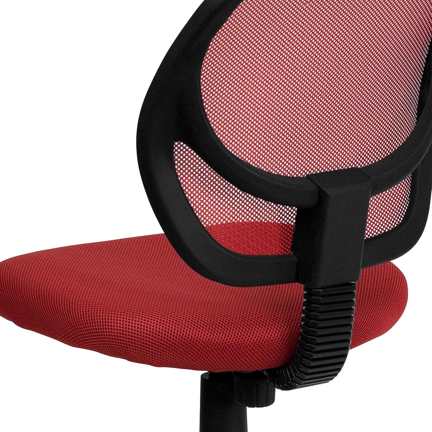 Low Back Red Mesh Swivel Task Office Chair with Lumbar Support