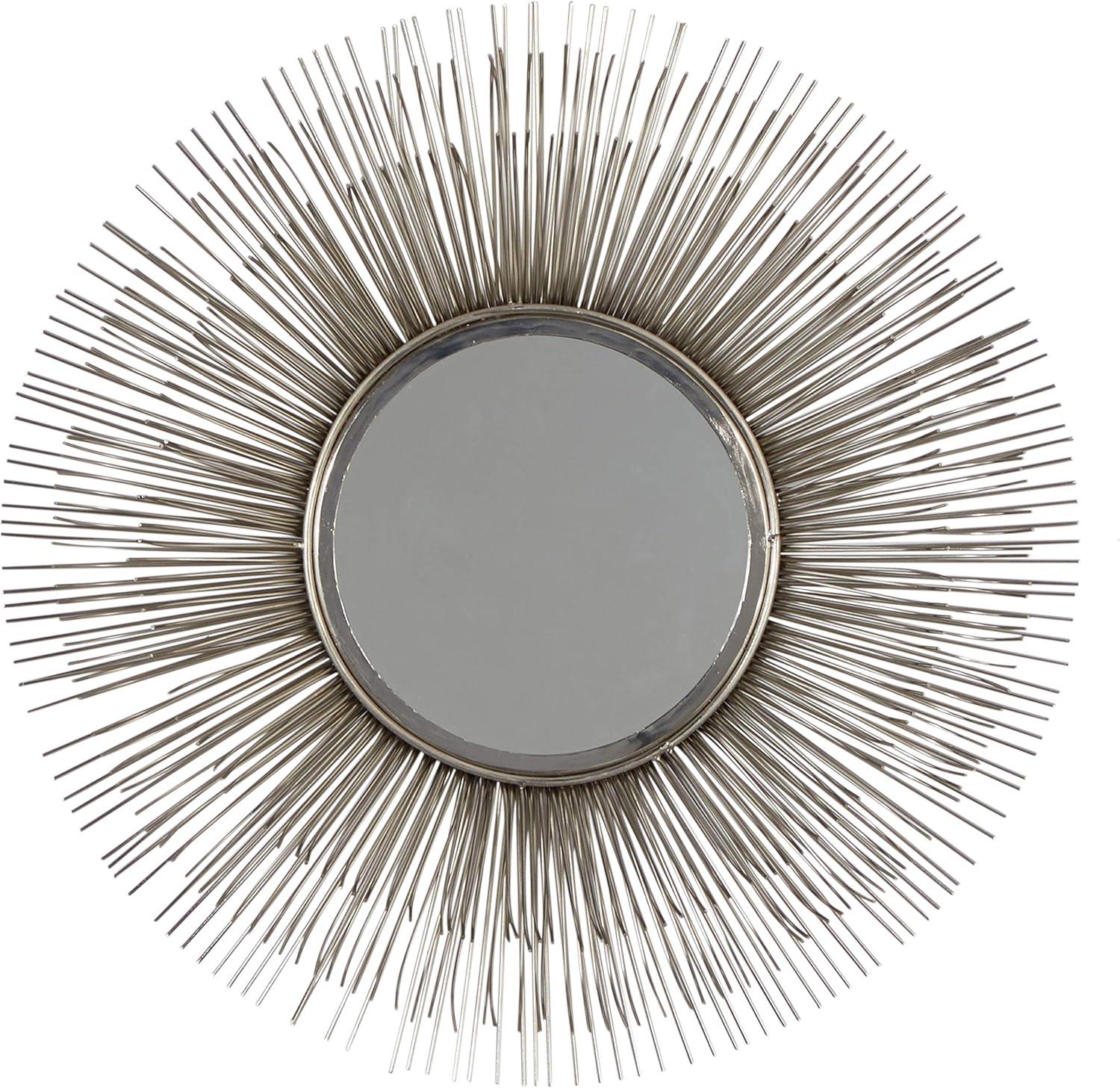 DecMode 29" x 29" Silver Starburst Wall Mirror