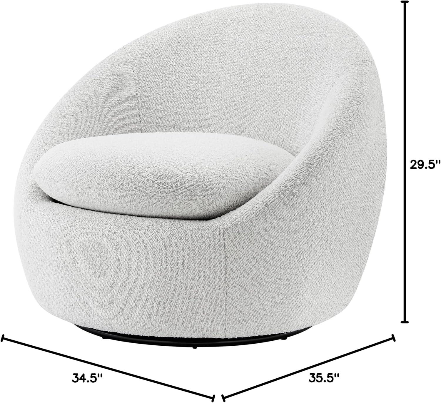 New Pacific Direct Adelmo Modern Fabric Swivel Accent Chair in Boucle Beige