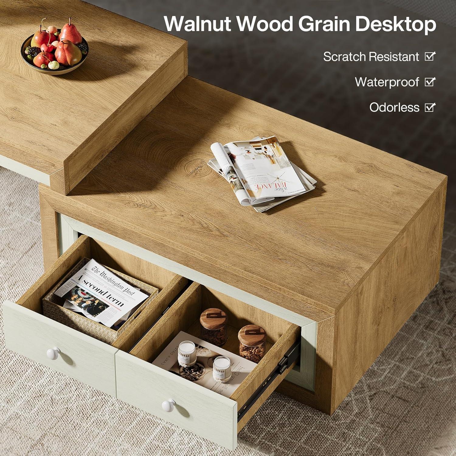 Tribesigns Extendable Coffee Table with 2 Drawers