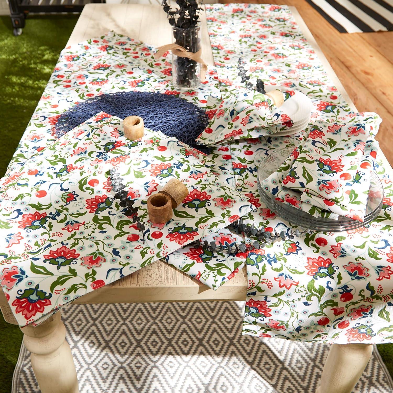 Design Imports  Garden Floral Print Outdoor Tablecloth With Zipper 60X84