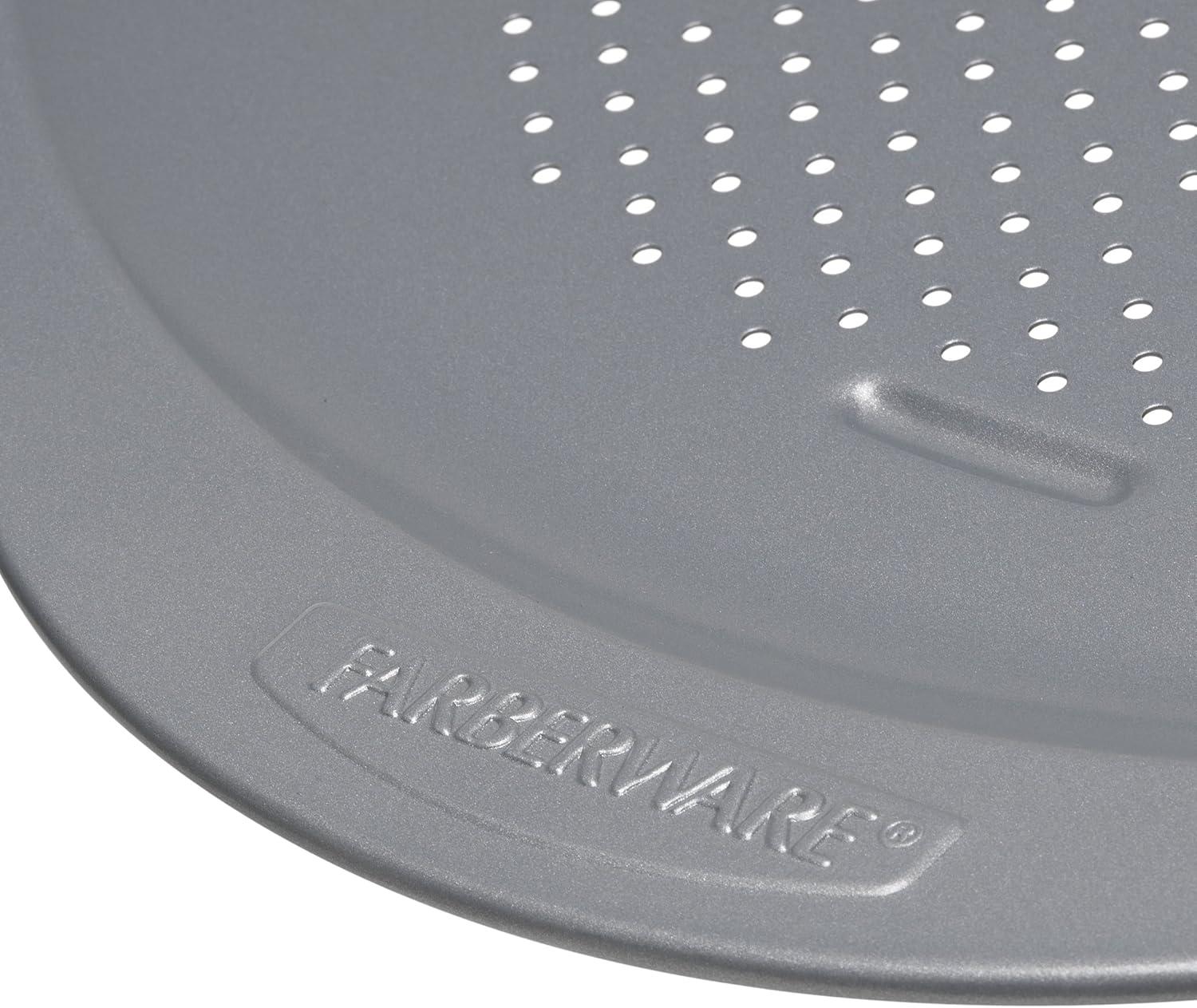 Farberware Insulated Nonstick 15.5" Pizza Pan: Aluminized Steel, Round Baking Dish, Dishwasher-Safe, Gray