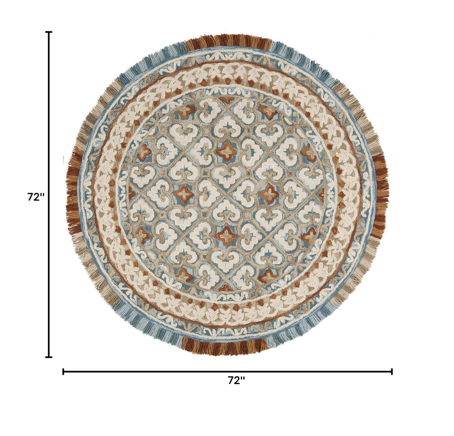 Blossom BLM420 Hand Tufted Area Rug - Ivory/Blue - 6' Round - Safavieh.