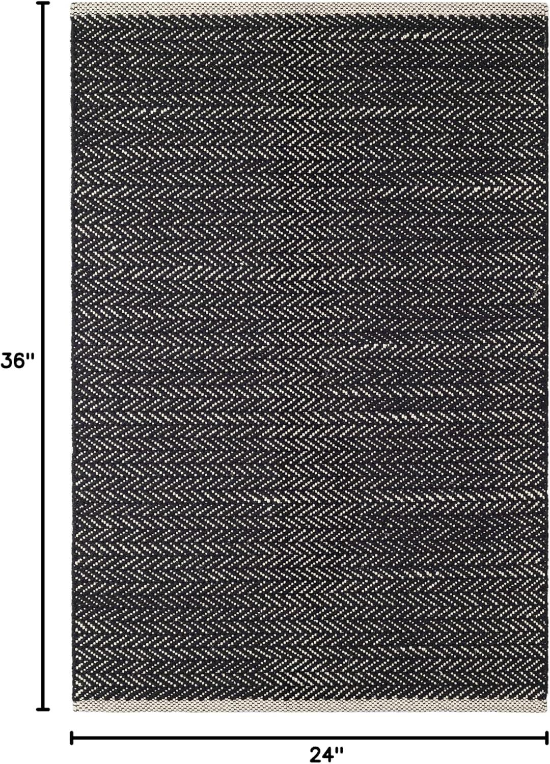 Herringbone Swedish Blue Handwoven Cotton Rug