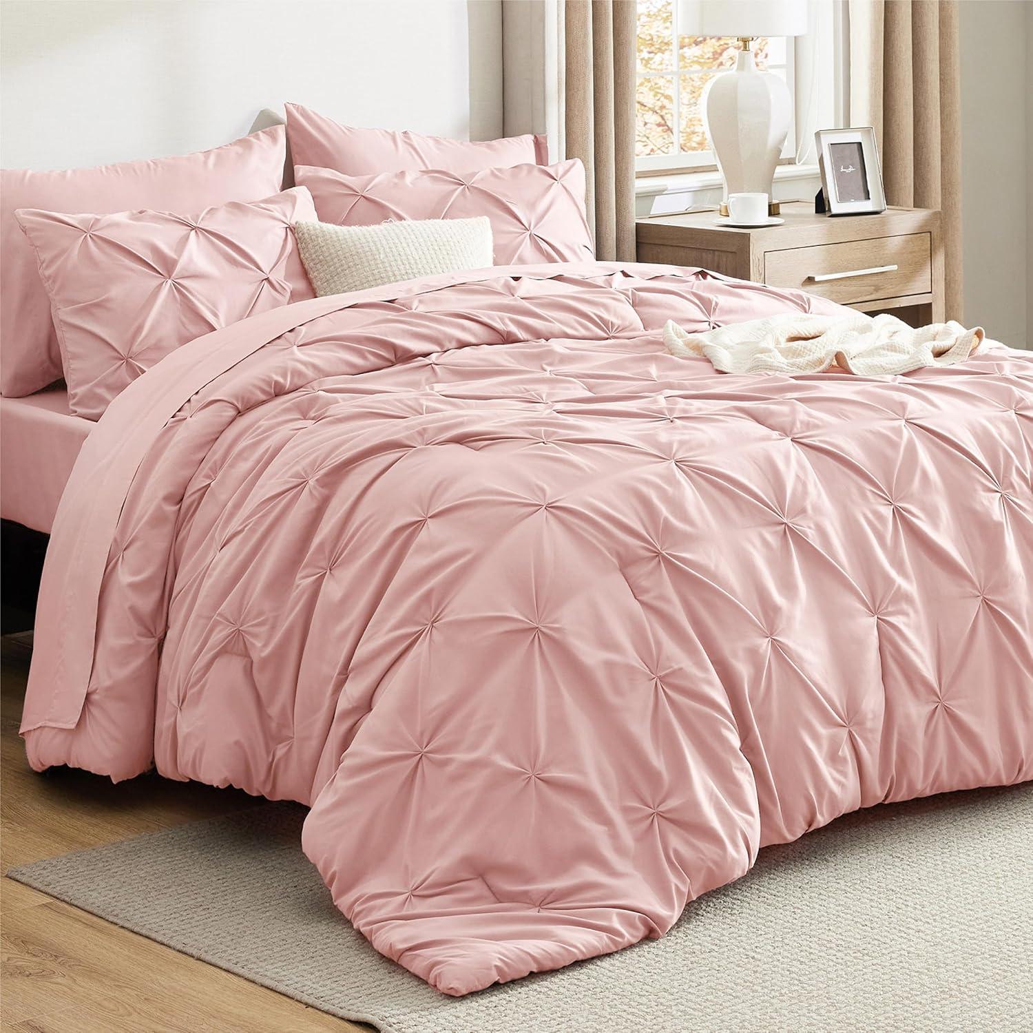 Bedsure California King Sheet Sets - 4 Pieces Soft Cal King Sheets - Breathable & Cooling - Hotel Luxury - Easy Care Polyester Microfiber Bedding for Women, Men, Dusty Pink
