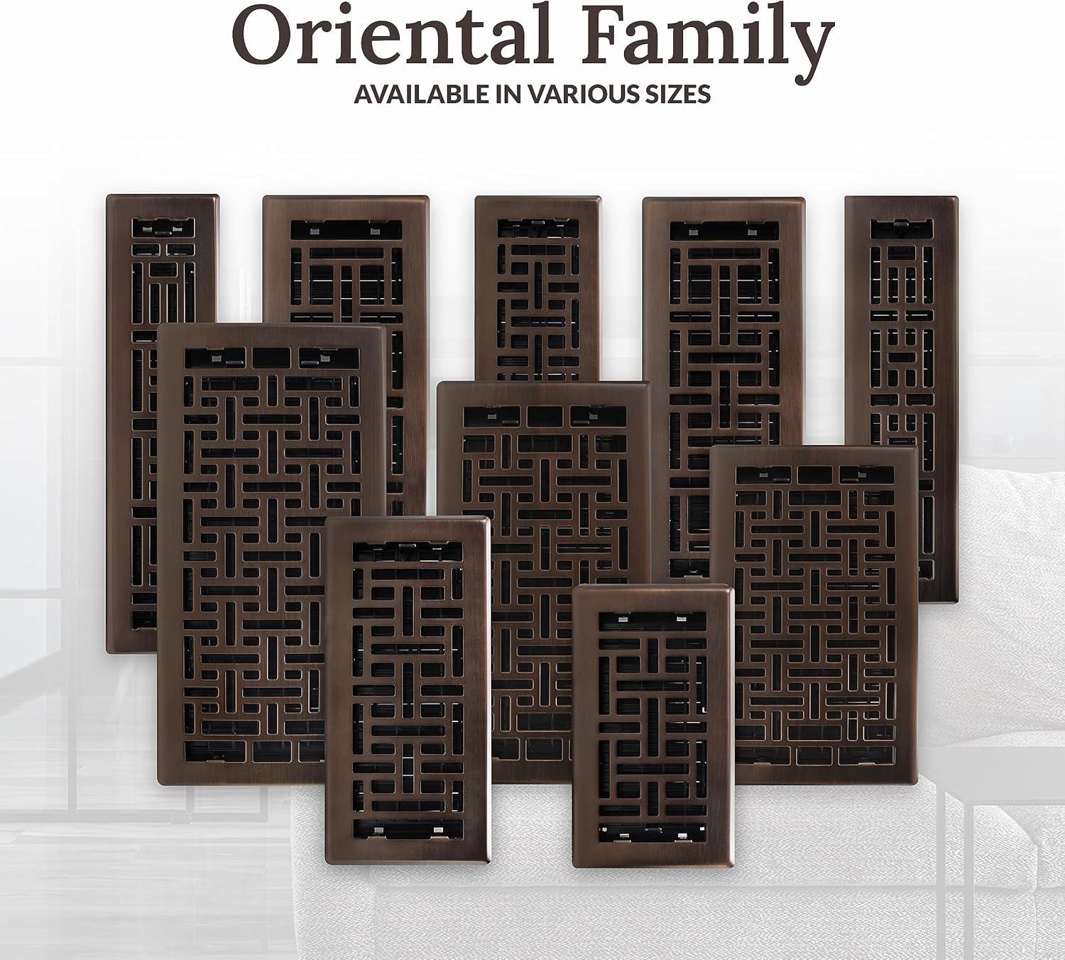 Decor Grates AJH610-RB Oriental Floor Register, 6-Inch by 10-Inch, Rubbed Bronze