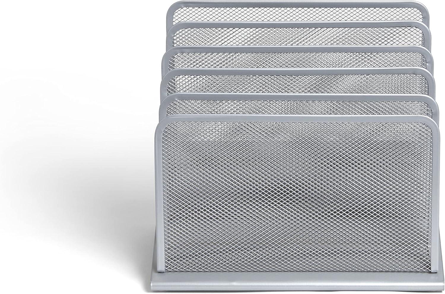 TRU RED 5 Compartment Wire Mesh File Organizer Silver TR57555-CC
