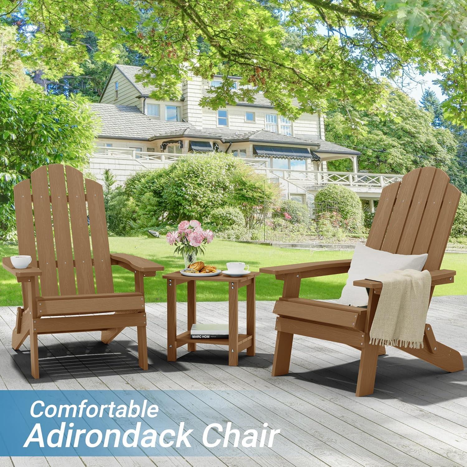 Highland Dunes Outdoor Plastic Folding Adirondack Chair For All Weather (Set Of 4) (Set of 4)