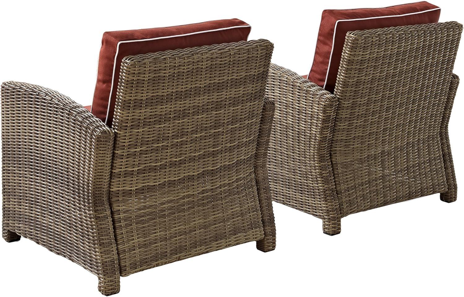 Bradenton 2-Piece Brown Wicker Outdoor Armchair Set with Red Cushions