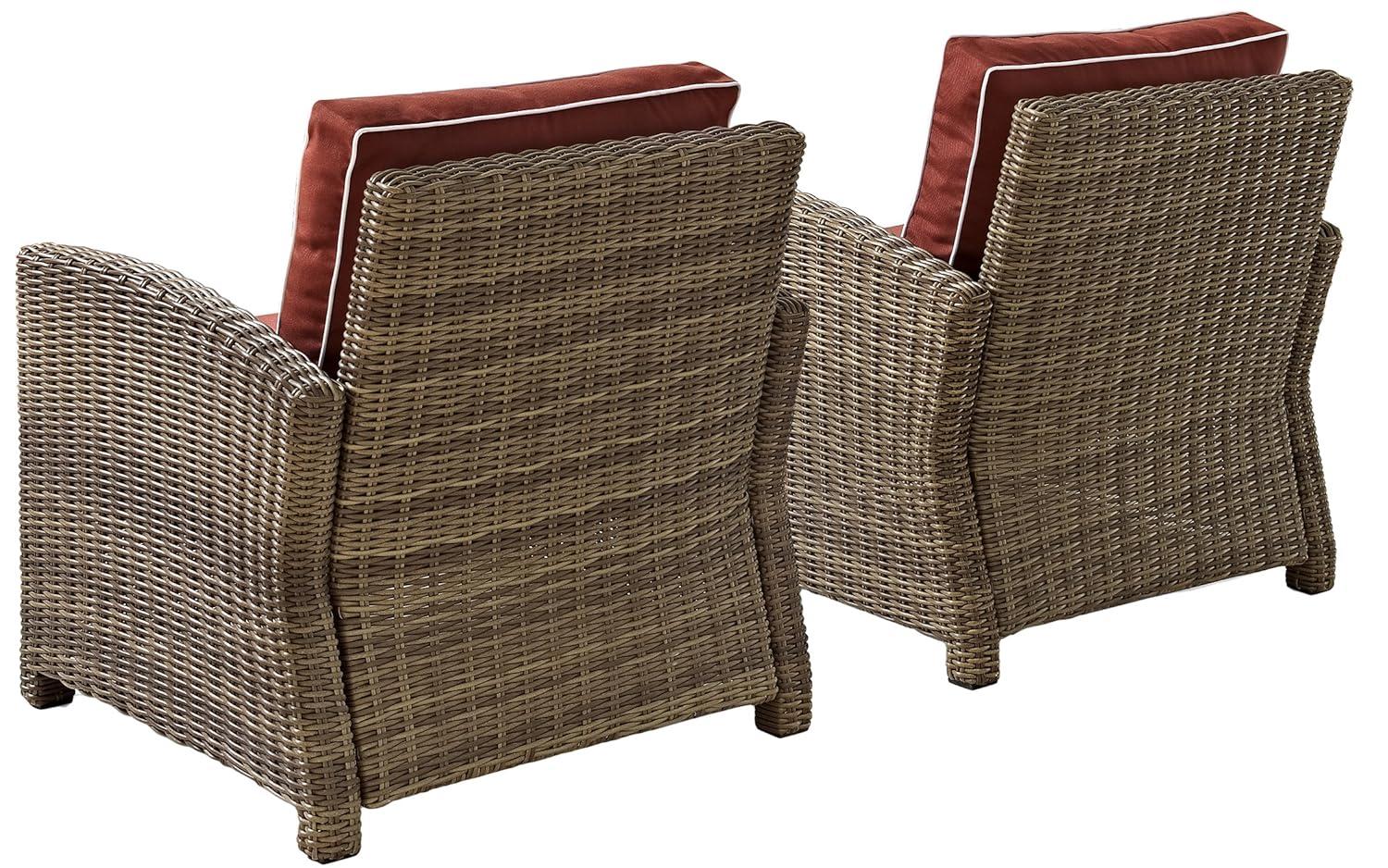 Bradenton 2pk Outdoor Wicker Chair Set - Sangria - Crosley: Steel Frame, UV & Weather-Resistant Patio Accent Chairs