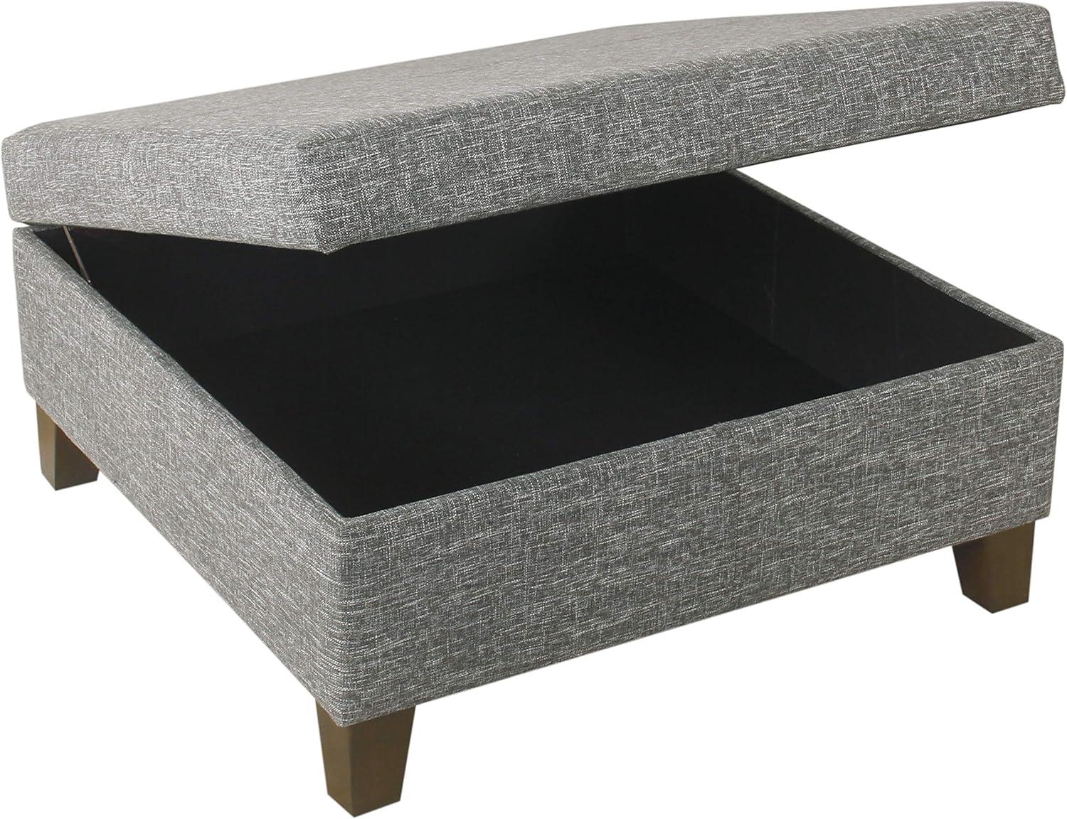 32" Luxury Square Storage Ottoman Slate Gray - HomePop: Textured Fabric, Hinged Lid, Wood Legs, Easy Assembly