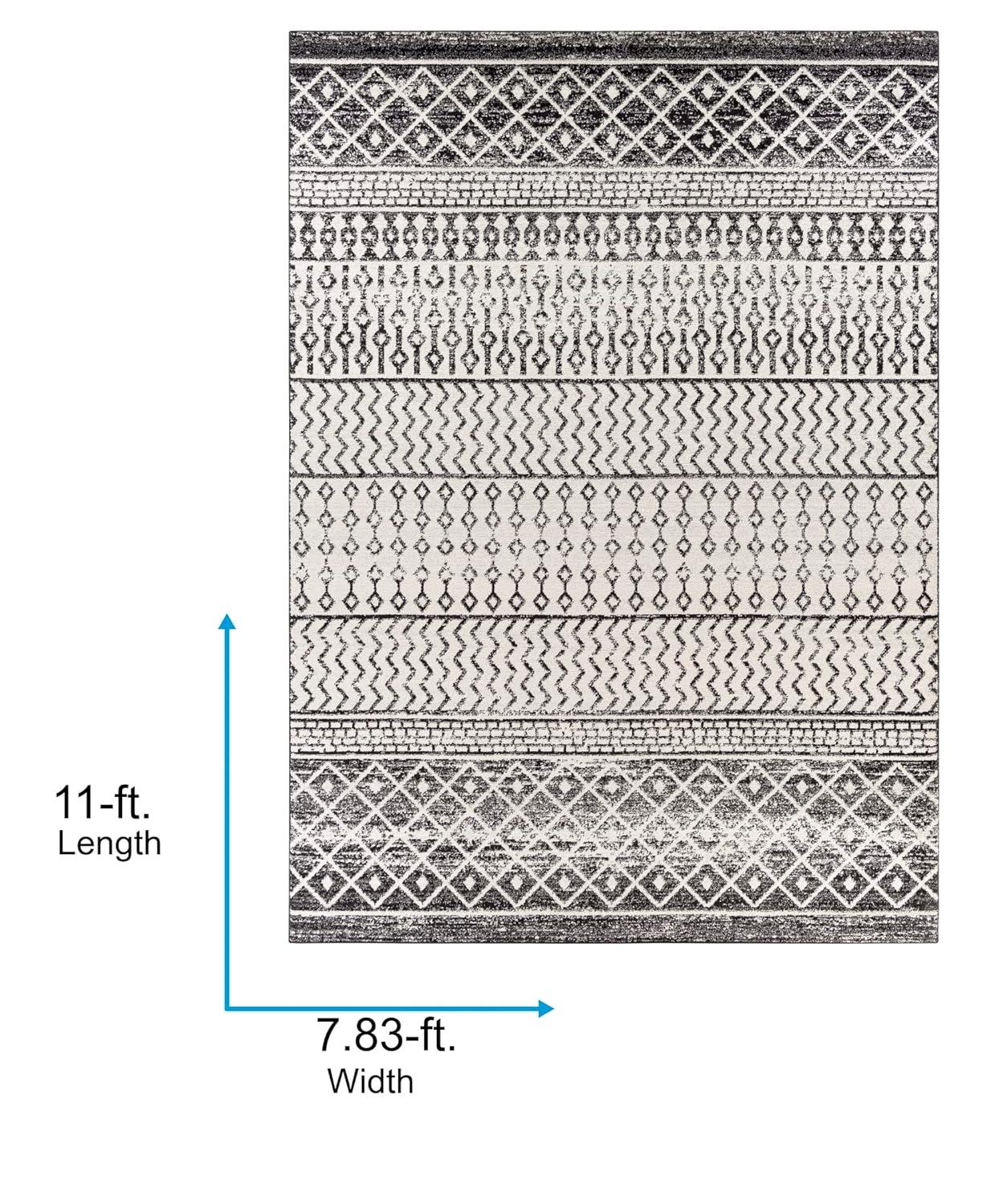 Livabliss Elaziz Boho Moroccan Area Rug,7'10" x 11',Black