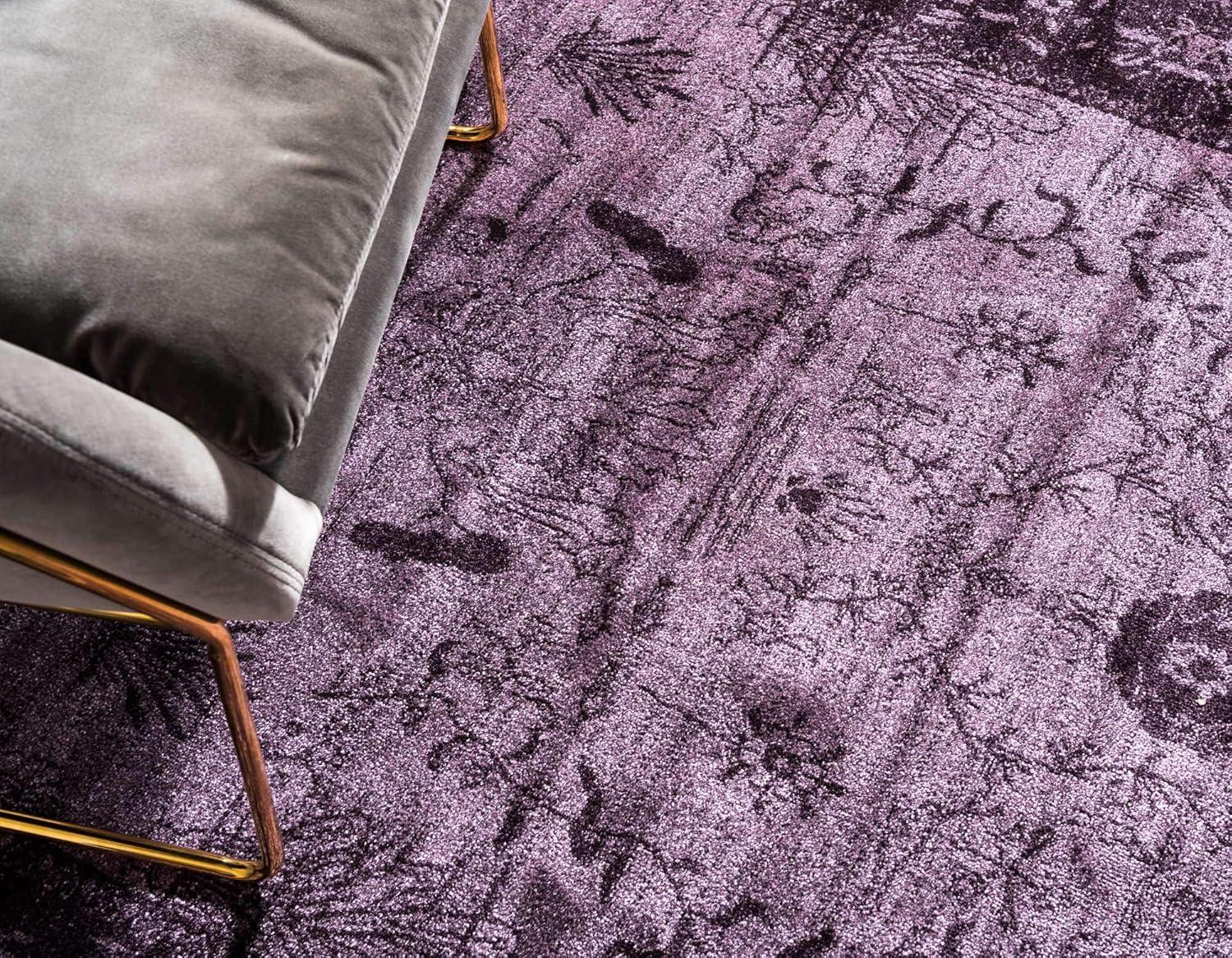 Unique Loom 12' 2 x 12' 2 Round Purple La Jolla Floral Area Rug