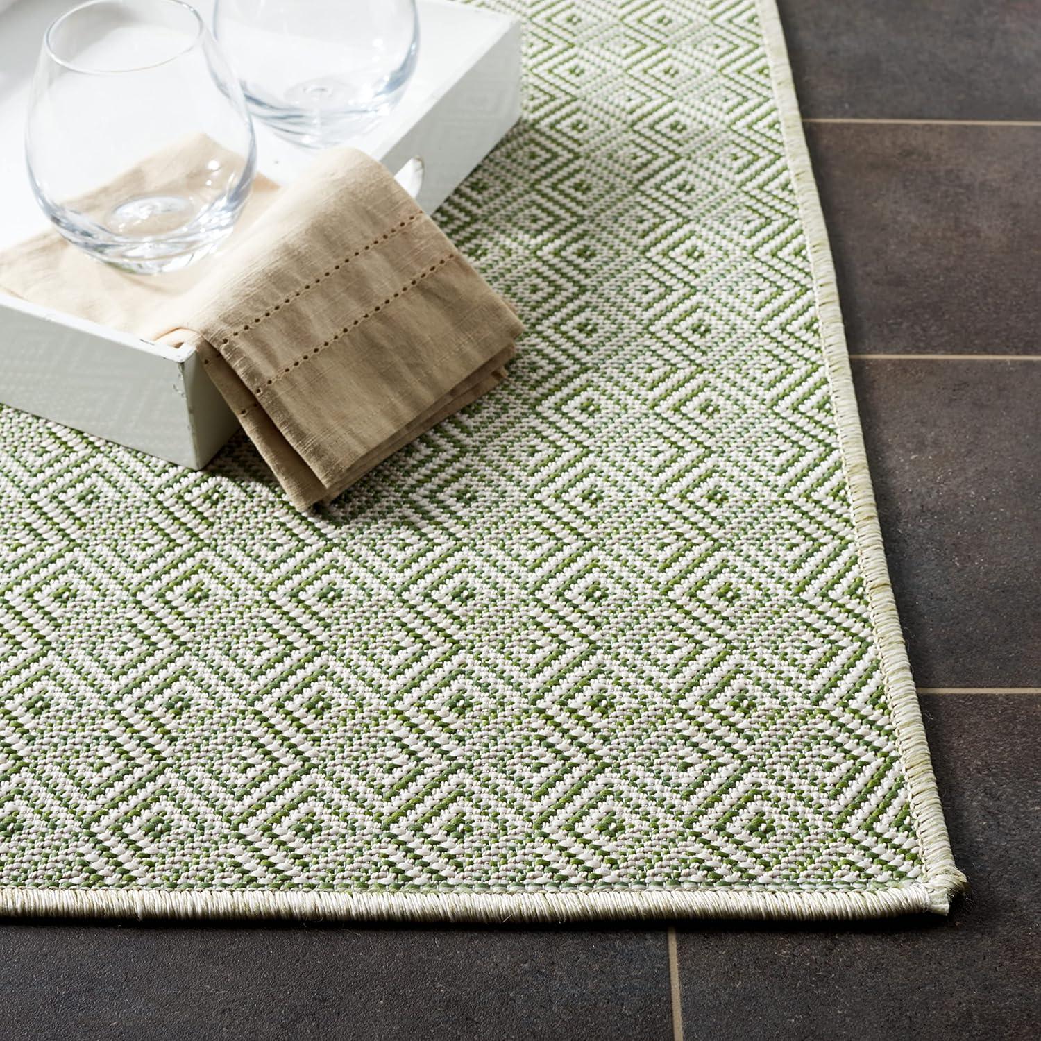 SAFAVIEH Hampton Ali Diamond Indoor/Outdoor Area Rug, Navy/Ivory, 8' x 10'