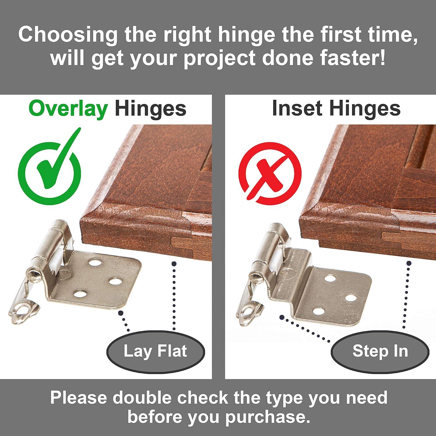 Brushed Nickel Self-Closing Cabinet Hinges with Screws