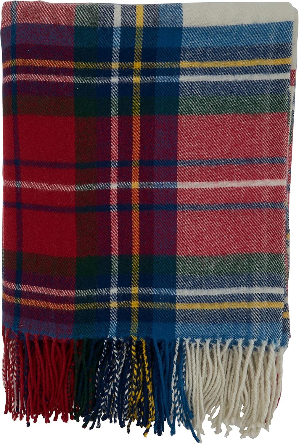 Multicolor Knitted Acrylic Plaid Throw Blanket 27" x 24.5"