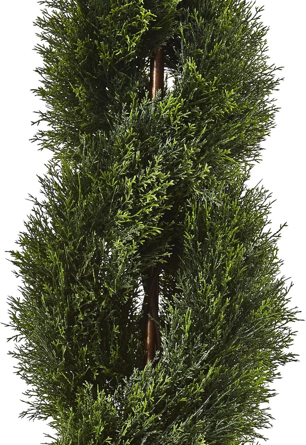 Nearly Natural Double Pond Cypress Spiral Topiary UV Resistant With 1036 Leaves