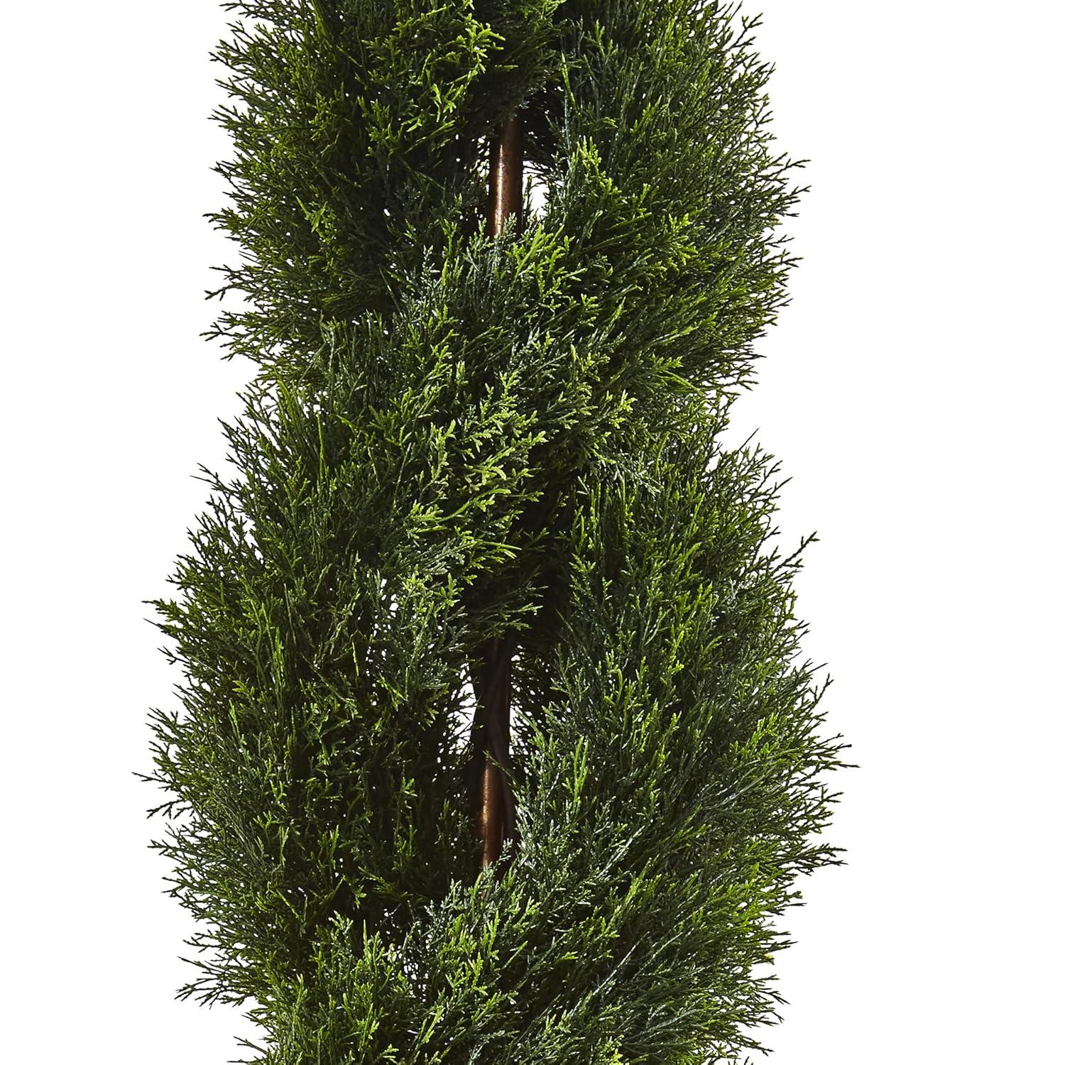 Nearly Natural Double Pond Cypress Spiral Topiary UV Resistant With 1036 Leaves
