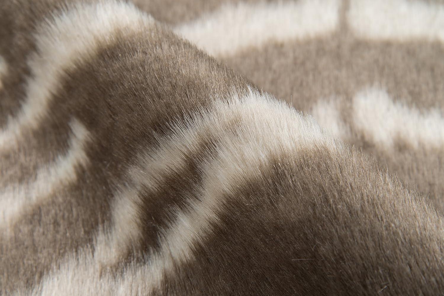 Gray and Taupe Faux Fur Rectangular Area Rug