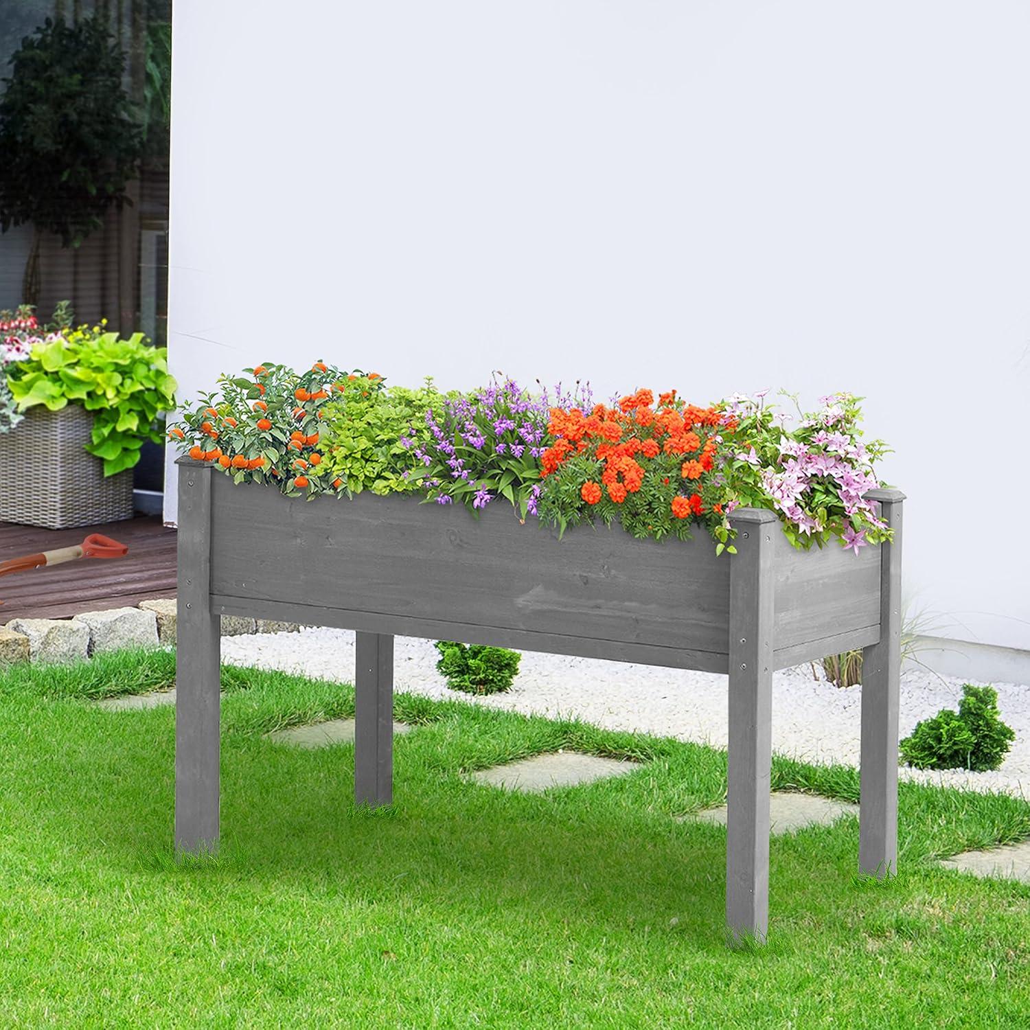 48x24x30 Gray Solid Wood Raised Garden Bed with Legs