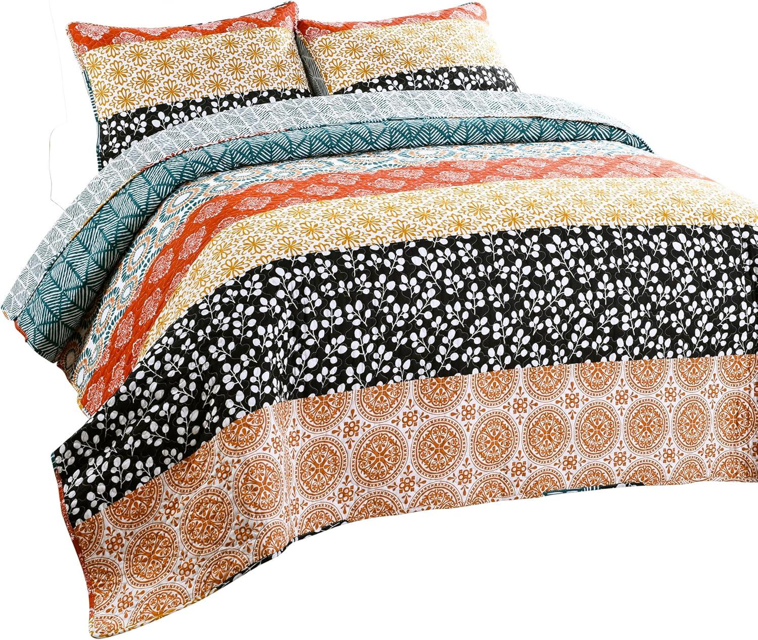 Lush Decor Bohemian 100% Cotton Reversible 3-Piece Quilt Set