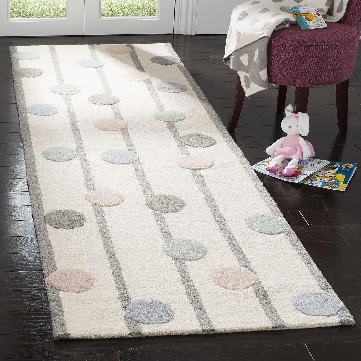 Safavieh Kids Confetti SFK909 Hand Tufted Indoor Runner Rug - Ivory/Multi - 2'6"x8' - Safavieh
