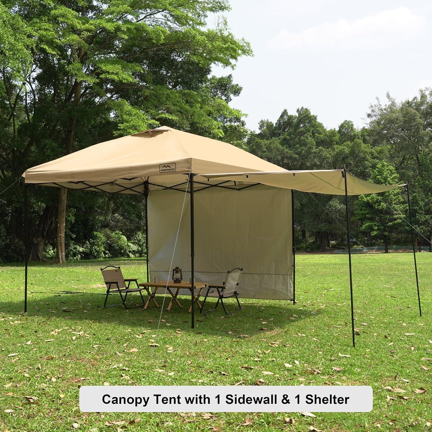 10x10 Khaki Adjustable Height Pop-Up Canopy Tent with Sidewalls