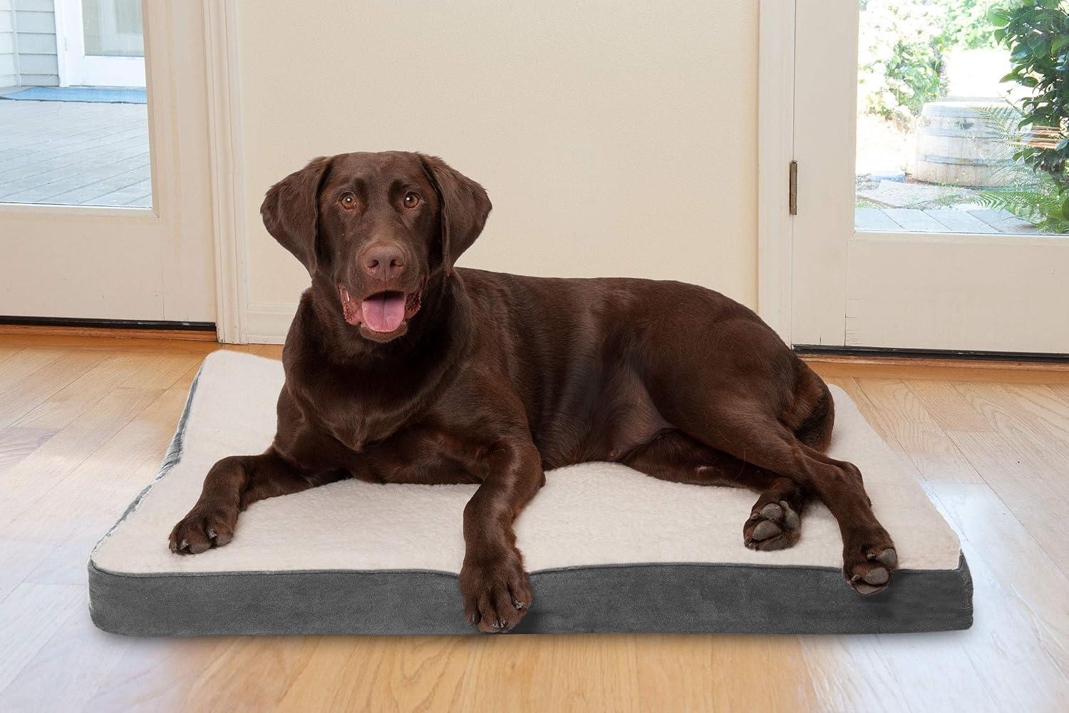 FurHaven Faux Sheepskin & Suede Deluxe Orthopedic Dog Bed