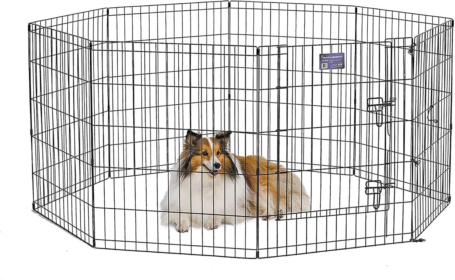 MidWest Homes For Pets Metal Black Exercise Medium Pet Dog Playpen with Door , 30"H