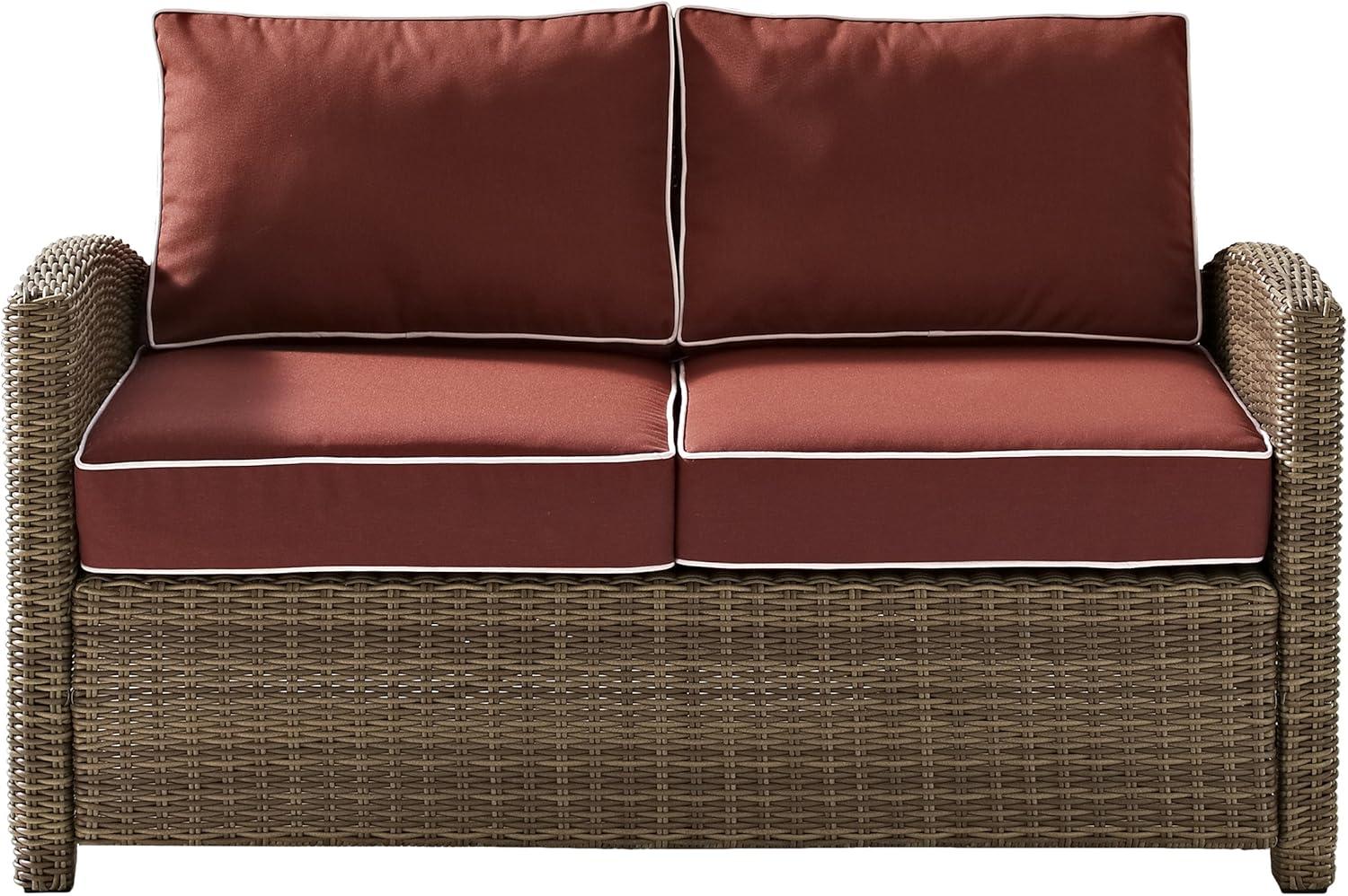 Bradenton Sangria Red Wicker Two-Seat Outdoor Loveseat