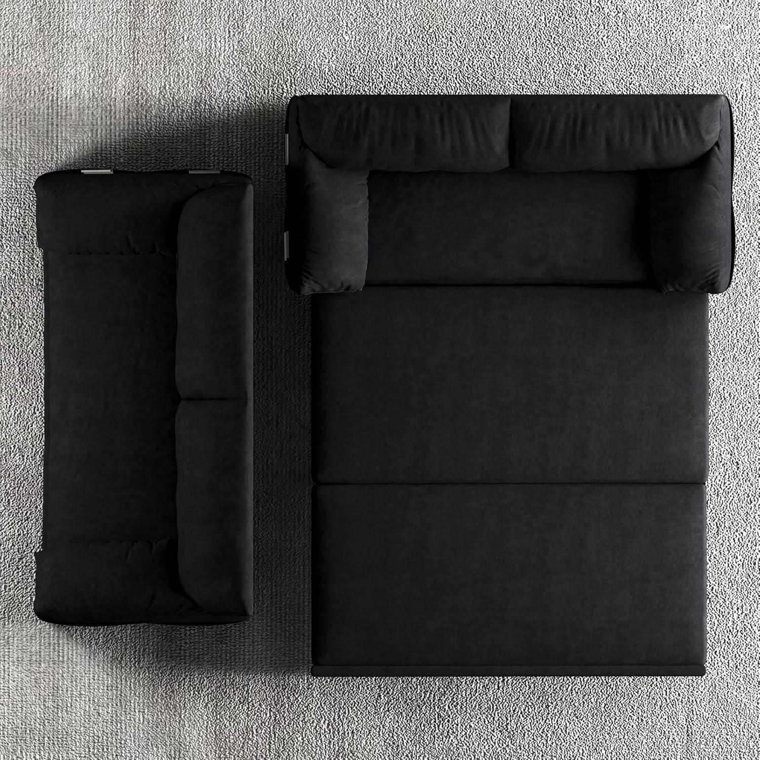 Tabaray 63.8" Futon Sofa Bed Queen Size, Pull Out Bed, 3-in-1 Convertible Sleeper Sofa with Side Pocket, Modern Plush Velvet Futon Couch for Living Room, Small Space, Apartment, Bedroom, Black