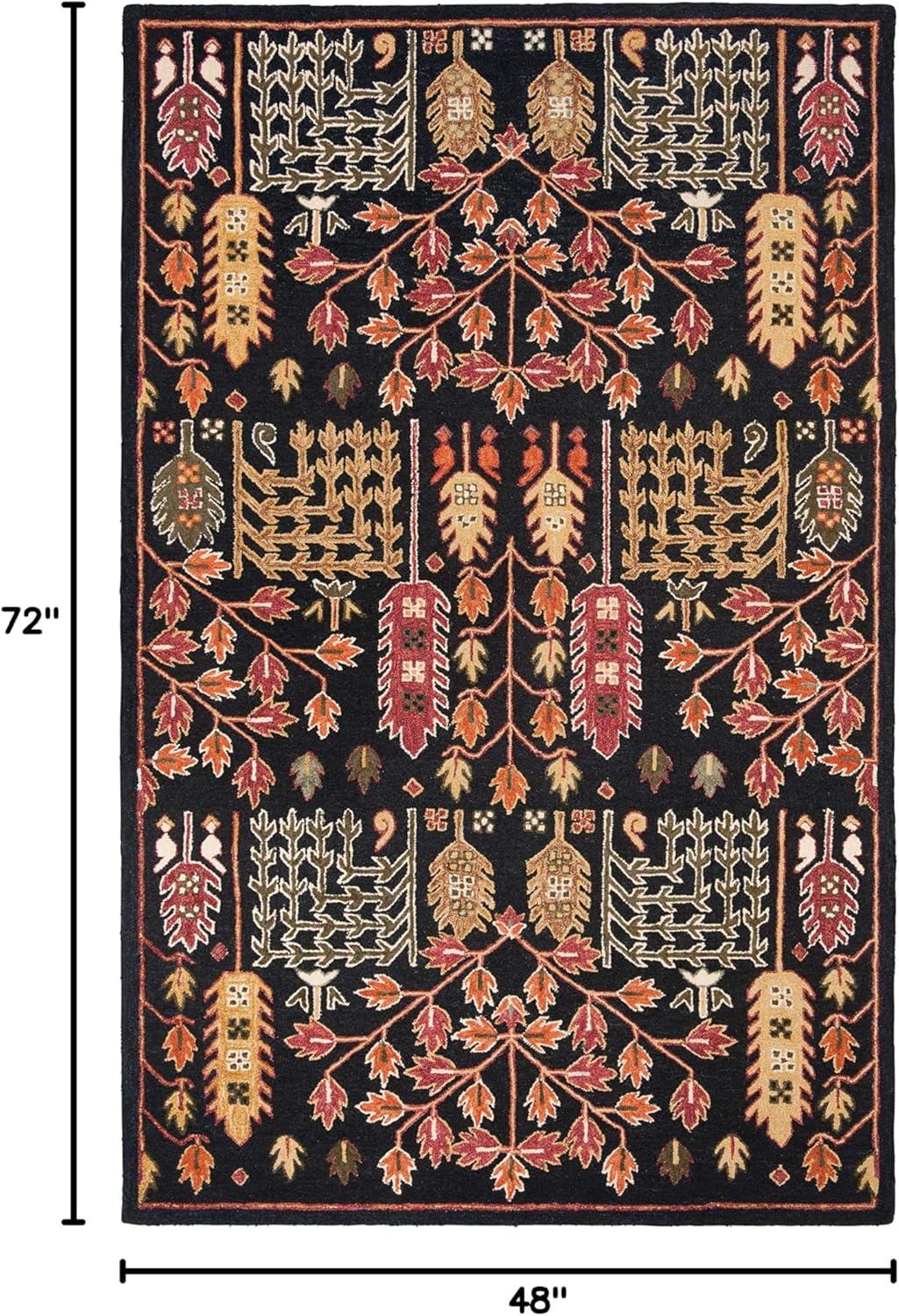 Aspen Black and Red Handmade Wool 4' x 6' Area Rug