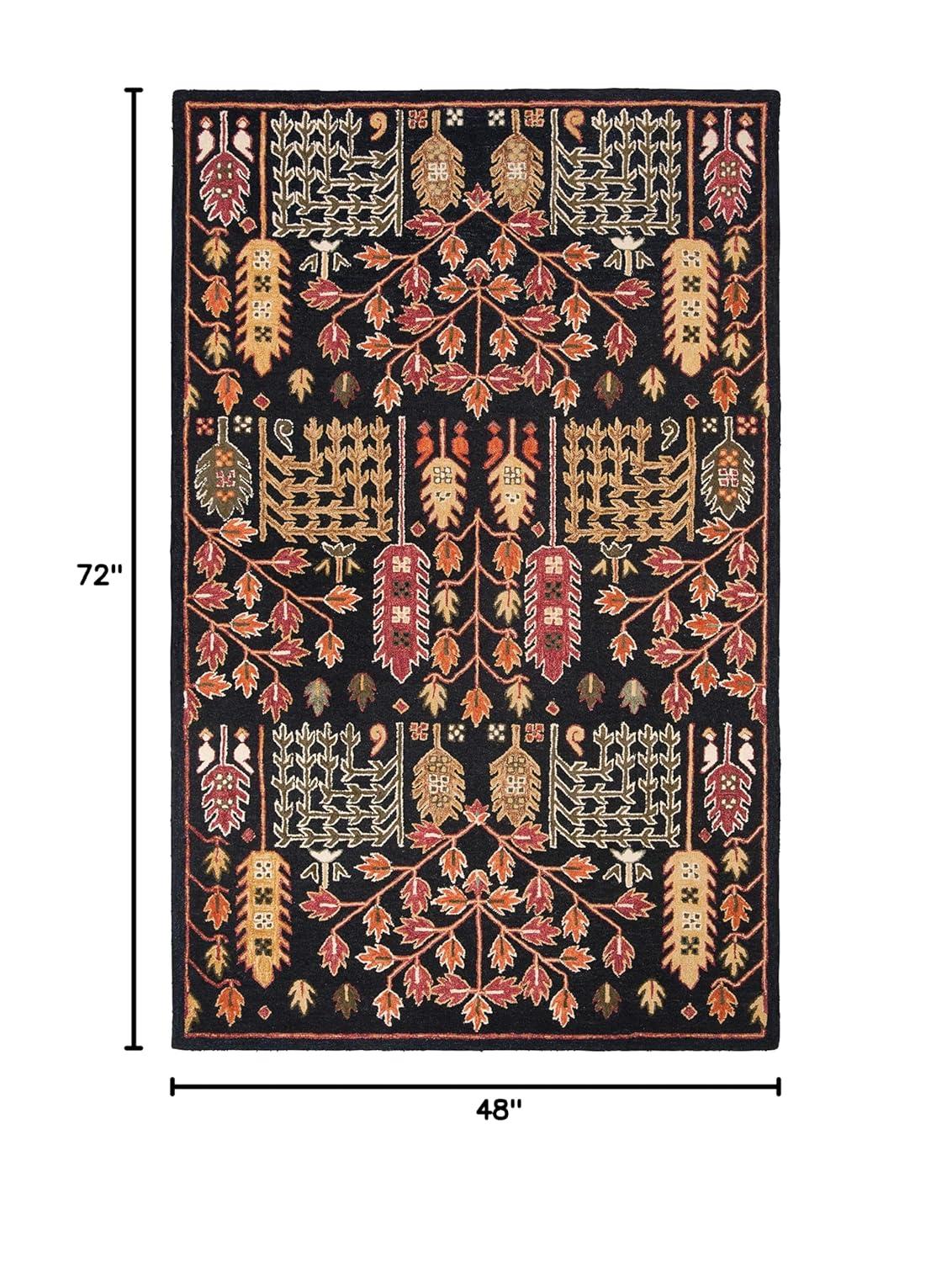 SAFAVIEH Aspen Wilhelmina Floral Wool Area Rug, Black/Red, 4' x 6'