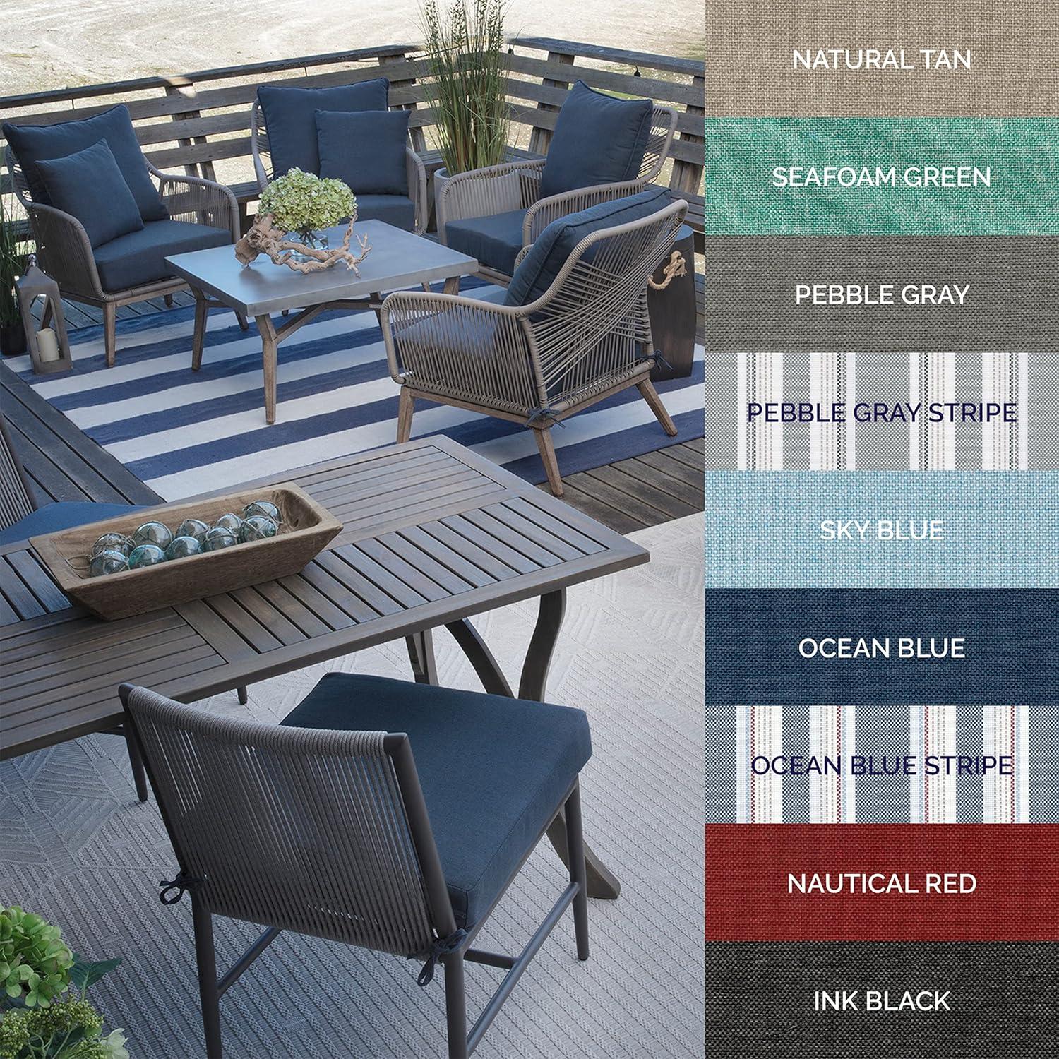 Arden Selections Oceantex Outdoor Toss Pillow 18 x 18, 2 Pack 18 x 18, Ocean Blue Stripe