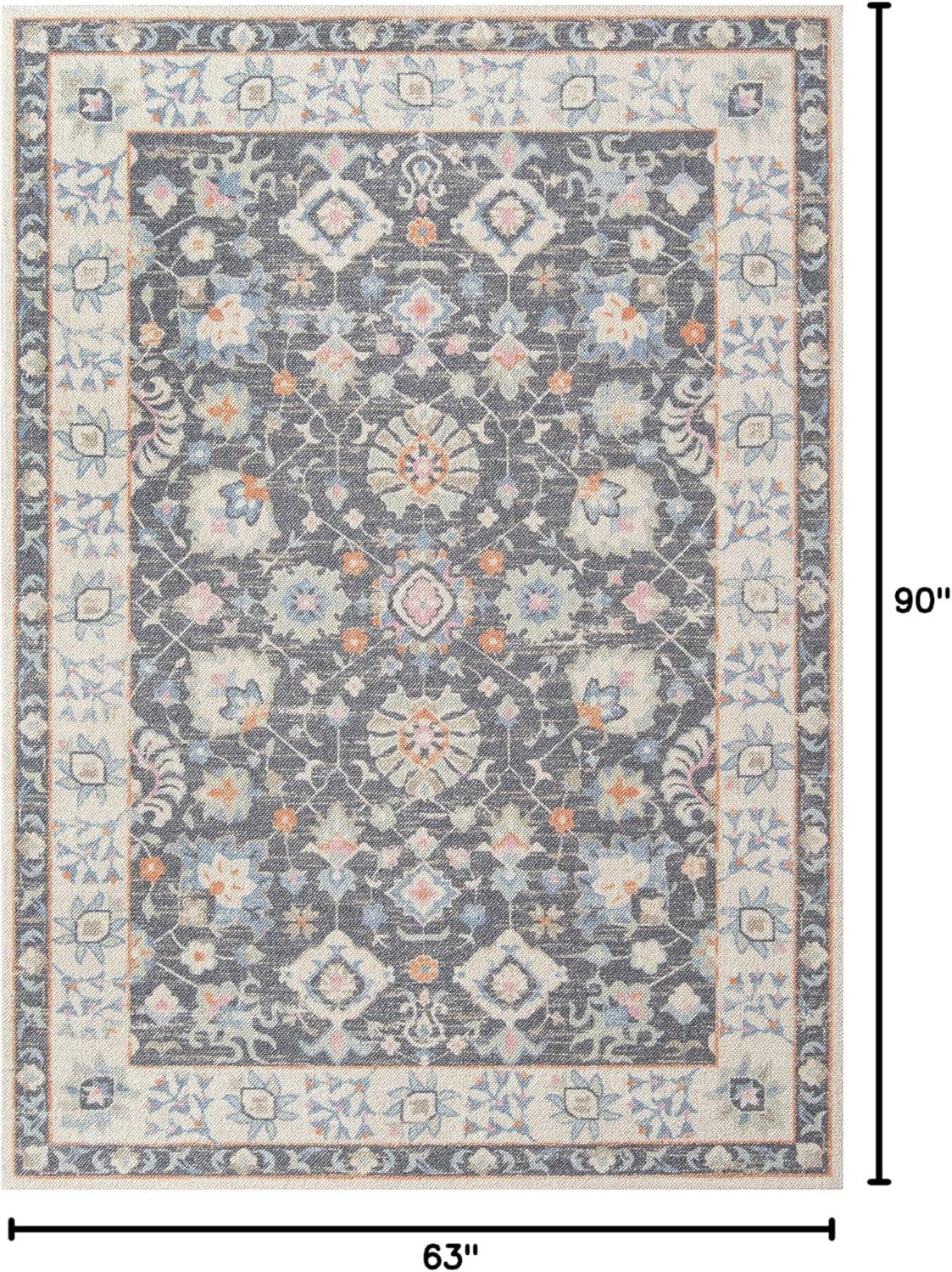 Momeni Anatolia Machine Made Wool and NylonCharcoal Area Rug 5'3" X 7'6"