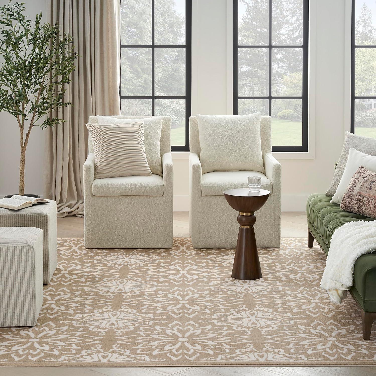 Nourison Jubilant Floral Transitional Indoor Rug Taupe 7'10"x9'10"