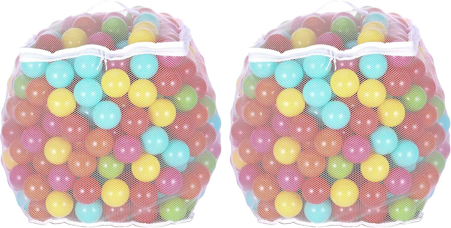 BalanceFrom Fitness 2.3" 400 Crush Proof Play Pit Balls with Mesh Storage Bag for Playpens, Bounce Houses, and Kiddie Pools, Multicolor (2 Pack)