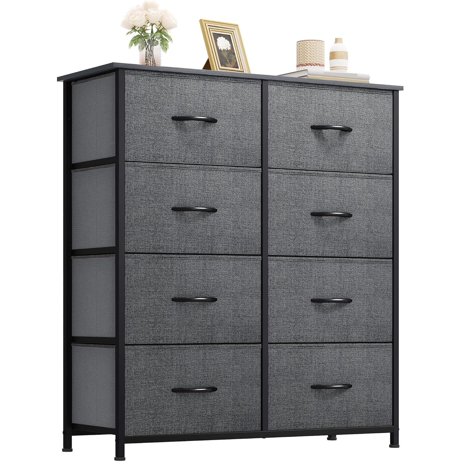 DWVO Dresser for Bedroom, Fabric Dresser with 8 Drawers, Tall Dresser, Chest of Drawers for Closet, Living Room