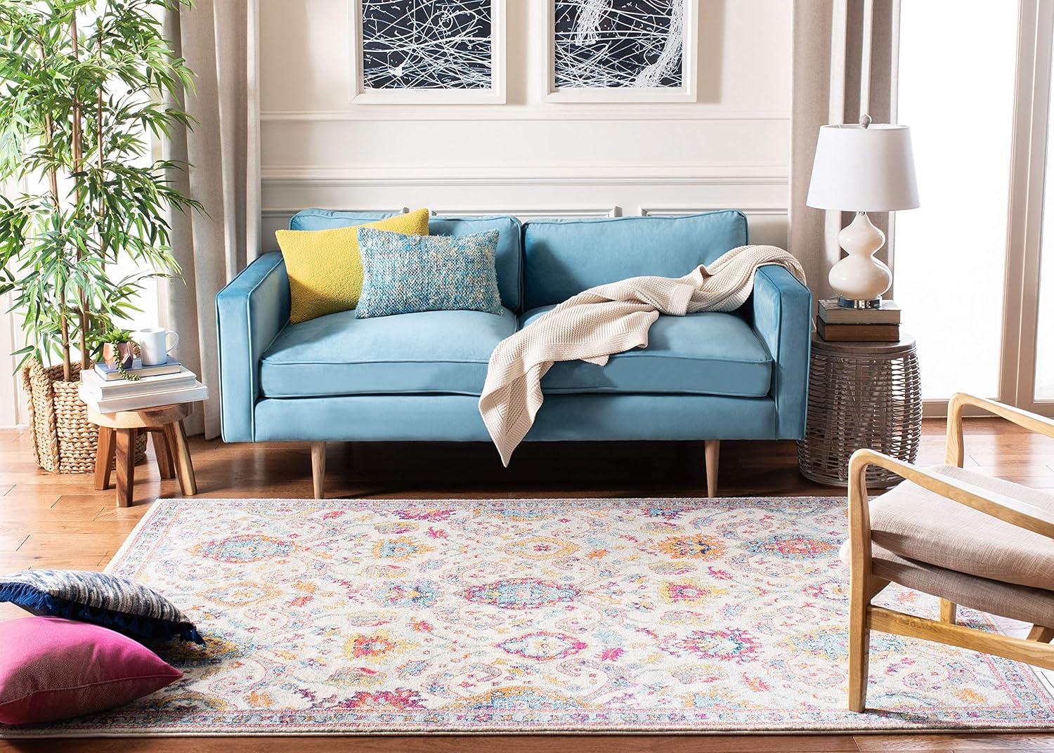 Evoke EVK255 Power Loomed Area Rug - Cream/Orange - 5'3"x7'6" - Safavieh.