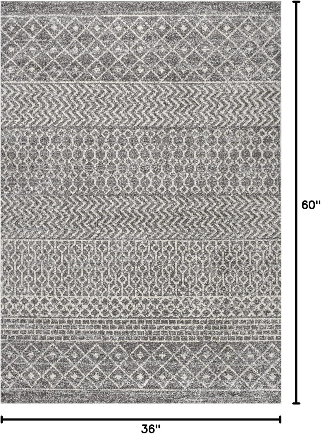 3' x 5' Arta Moroccan Modern Geometric Rug Area Rug, Gray/Cream - JONATHAN Y